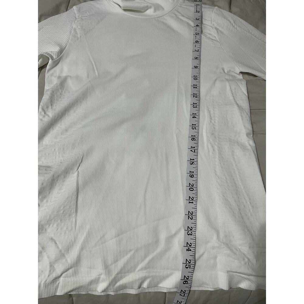Athleta Flurry Blizzard Rib Turtleneck Large Bright White Seamless Stretch - Picture 6 of 9